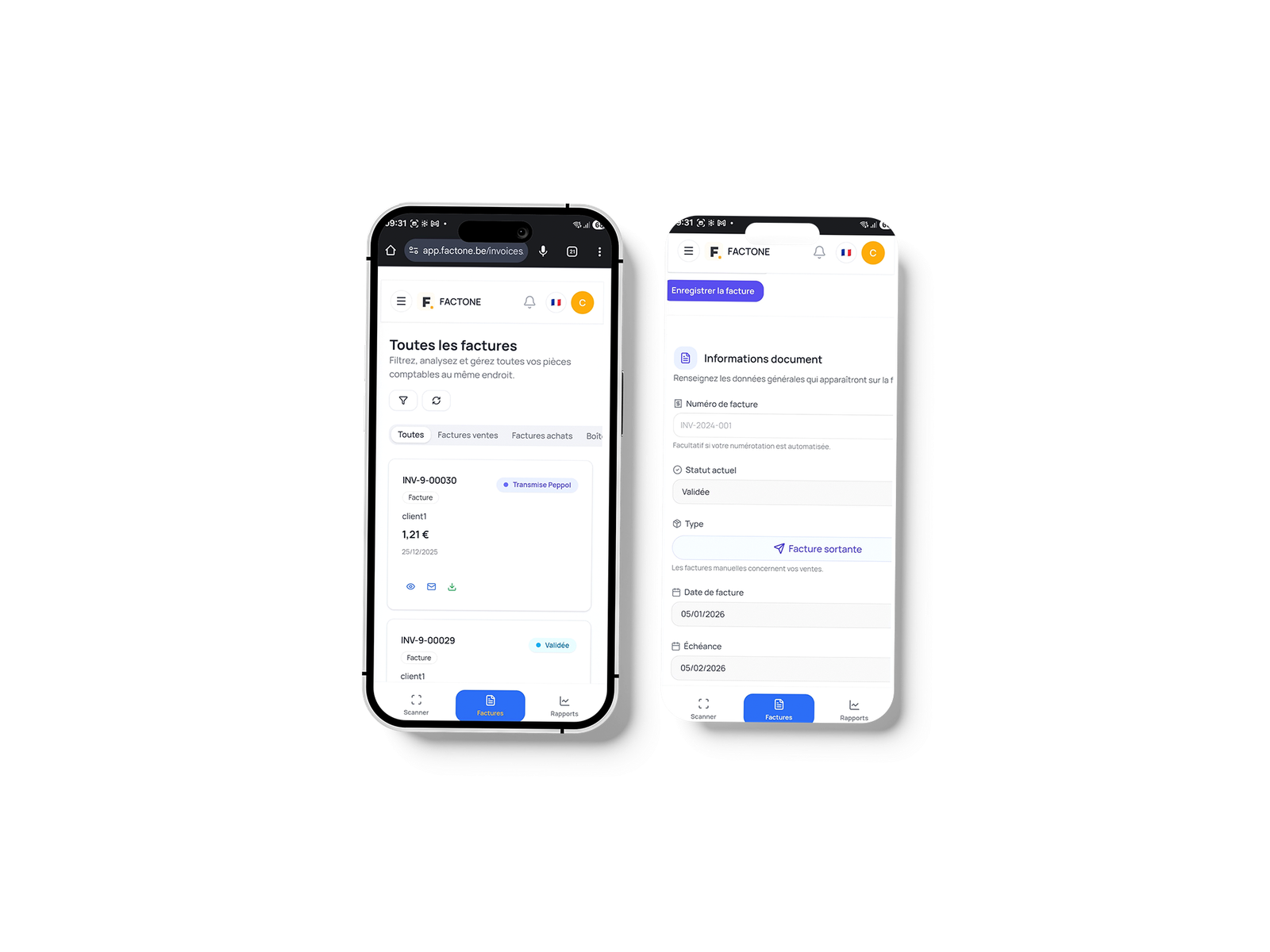 Liste des factures FACTONE